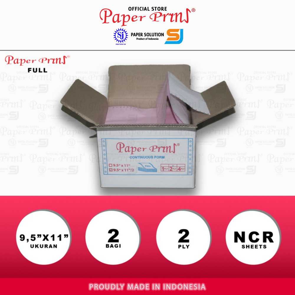 

Paperyns Kertas Continuous Form Full 2PLY NCR 9,5" x 11/2 (Bagi 2)