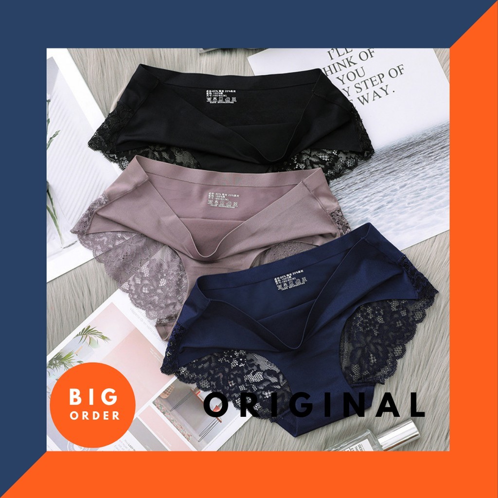 HOT DEALS CELANA DALAM SEAMLESS WANITA UNDERWEAR CEWEK ICE SILK CD PREMIUM LACE SEXY CD KOREA CD13