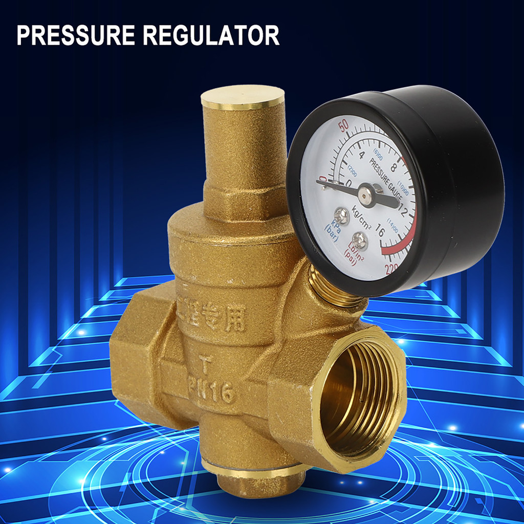 DN20 Brass Adjustable Water Pressure Regulator Reducer with Gauge Meter Brass Pressure Regulator Wat