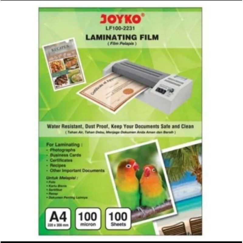 

Plastik Laminating Film joyko A4 100 lembar