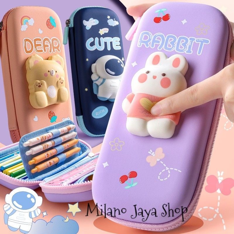 

Kotak Pensil 3D Kartun Squishy Anak Tempat ATK Alat Tulis Astronot Rabbit Bunny Cute Girl Bear