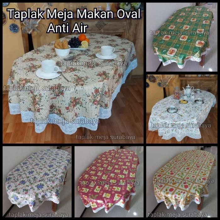 Taplak Meja Makan Oval 6 - 8 Kursi - Taplak Meja Makan Oval Anti Air