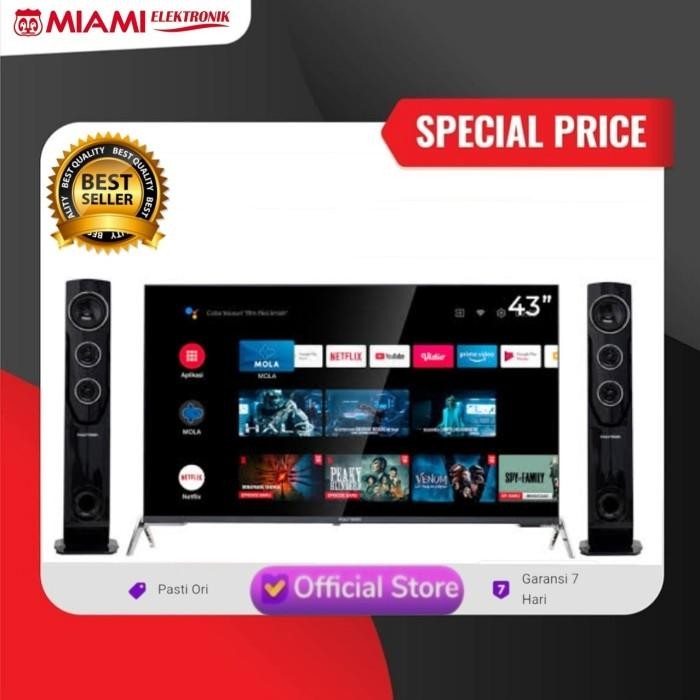 Polytron Android TV PLD43TA5055 + Speaker Tower / LED Polytron 43inch Smart TV Polytron 43TA5055 /