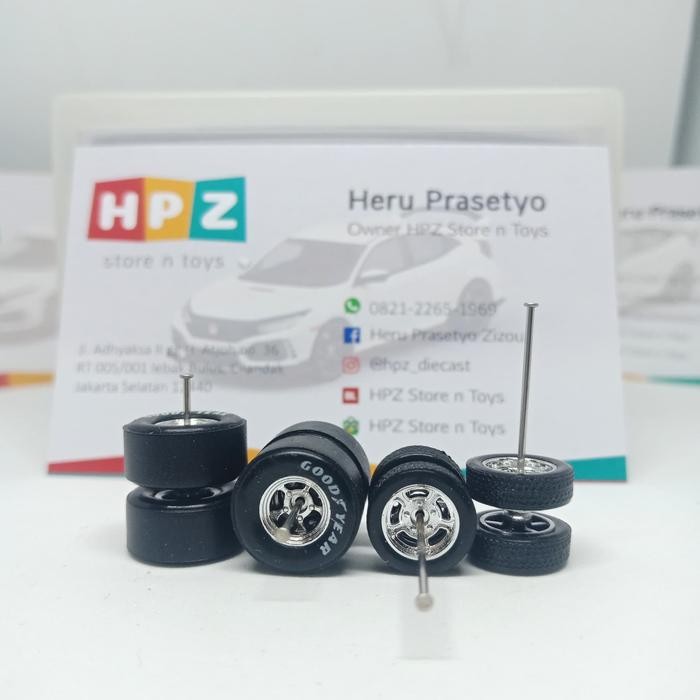 BerkahToys-- Ban Karet Hotwheels model Gasser tampo Goodyear spoke 5 tipis