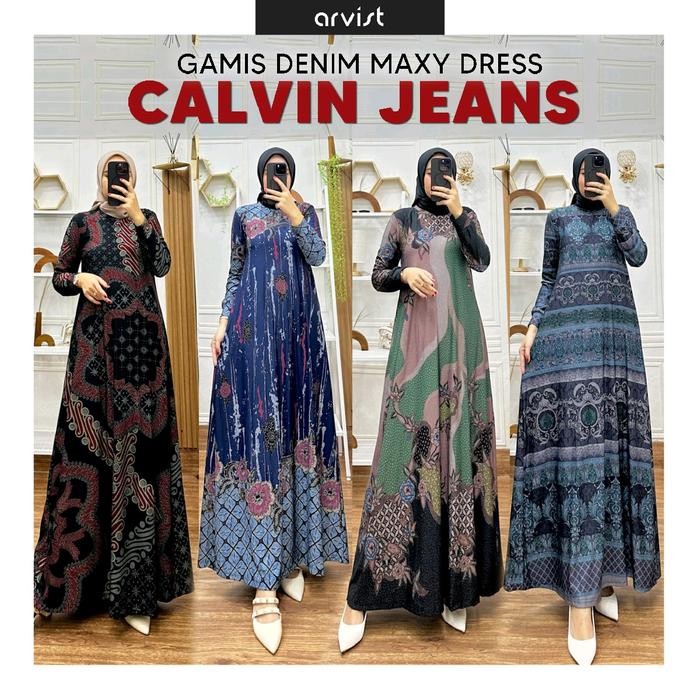Gamis Muslim BATIK MODERN MAXY DRESS Calvin Jeans Wanita Dewasa