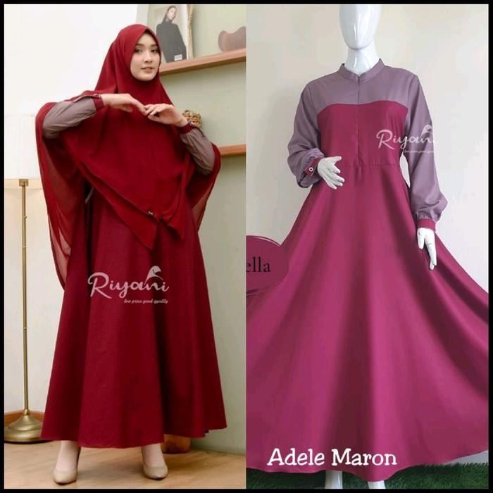 Gamis Toyobo Polos Kombinasi Dua Warna Gamis Adele New by RIYANI Panjang