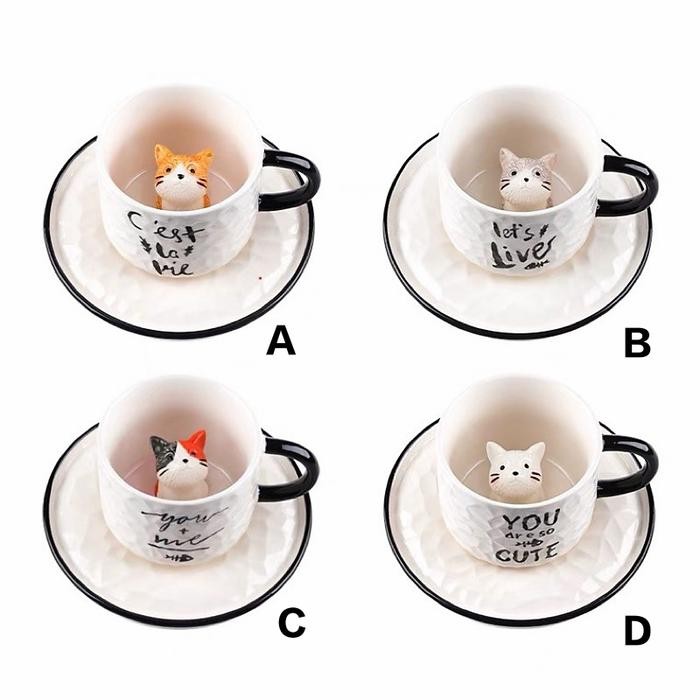 Cangkir Mug Set Kerak Kucing Lucu Barang Impor