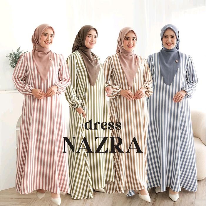NAZRA DRESS BY GREENISM GAMIS MOTIF SALUR