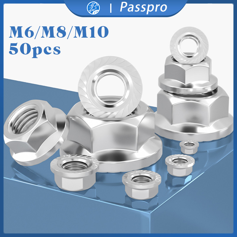 50pcs Mur Flange M6 Mur Topi Stainless Steel 304