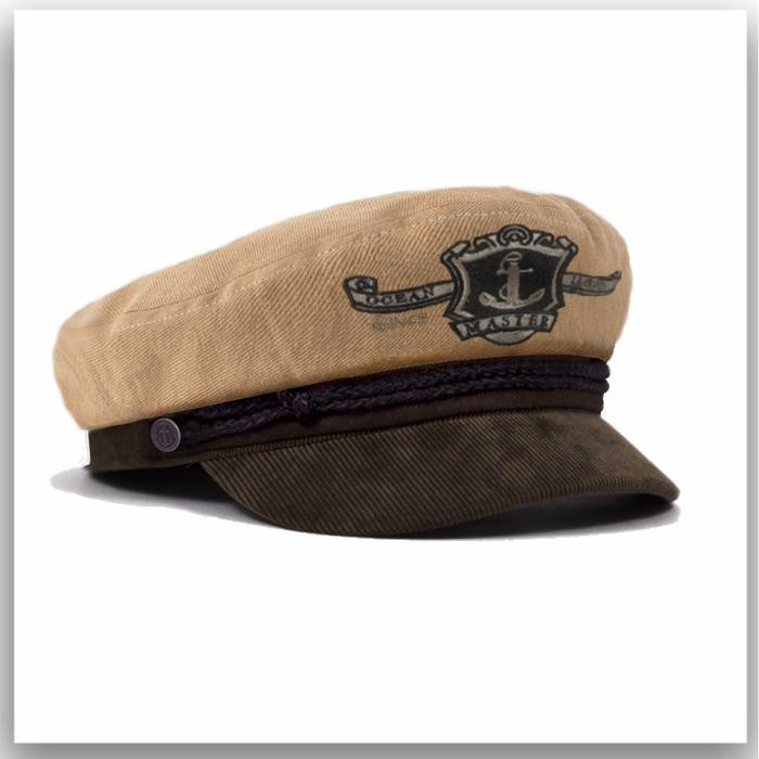 Tamam.storee Topi Pelaut/ Fiddler Cap/ Topi Captain/ Topi Sailor/ coklat twill