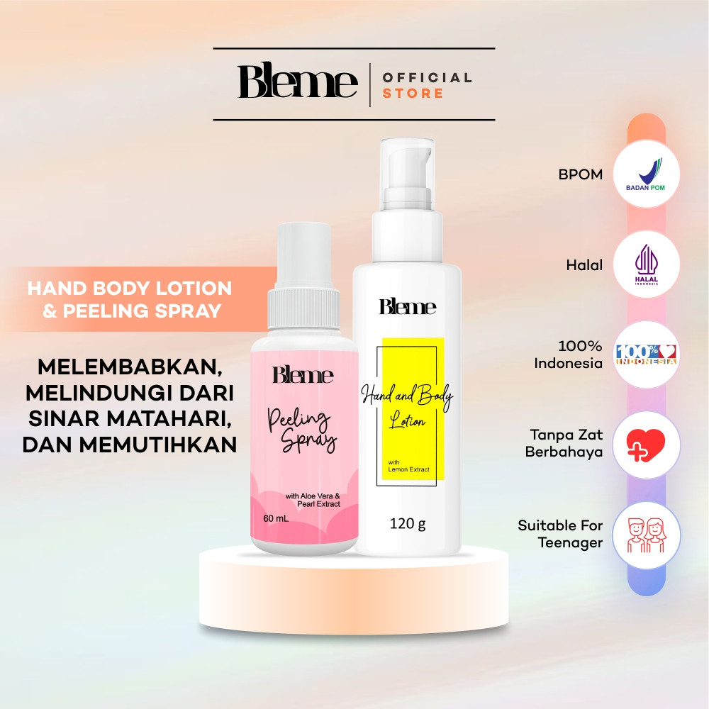 Ready selalu- Bleme Whitening Hand and Body Lotion + Peeling Spray Krim Eksfoliasi Wajah Dan Tubuh