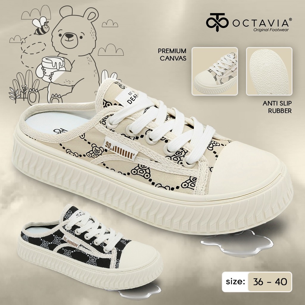 [ORIGINAL] OCTAVIA Sepatu Sneakers Casual Backless Mules Wanita #OC-A251