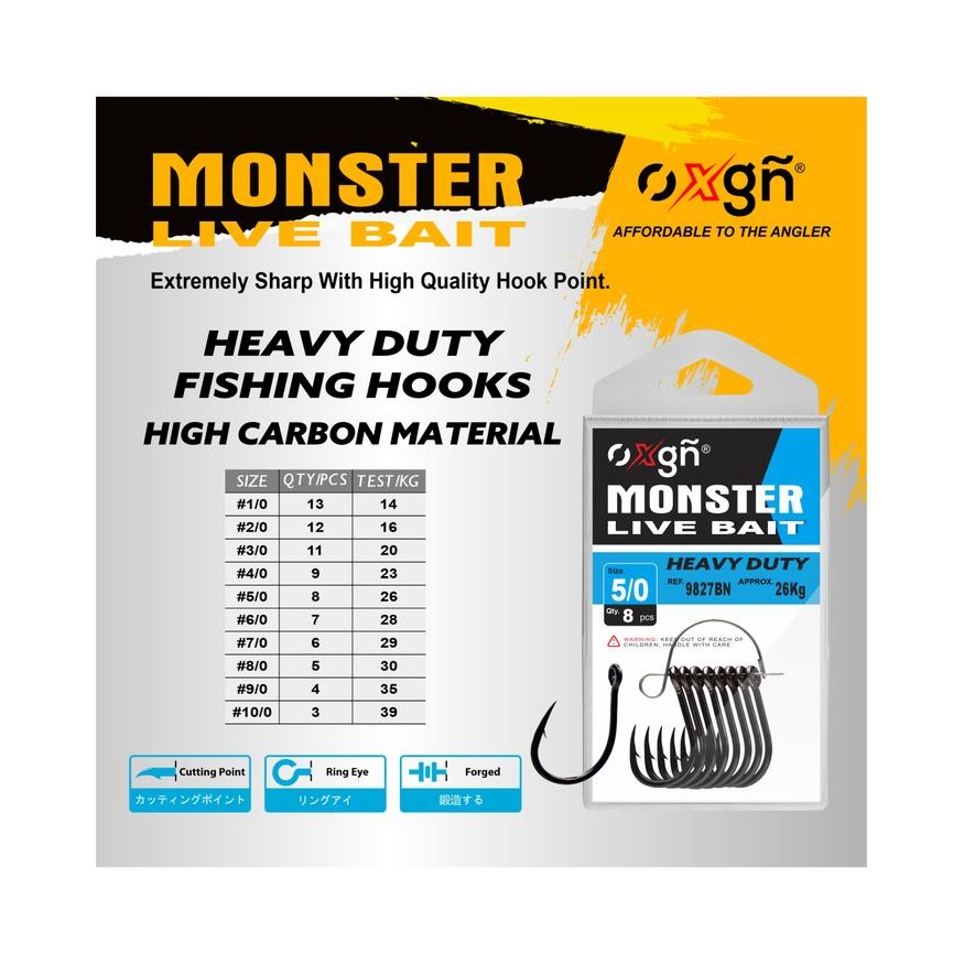 [ REDY ] MATA KAIL PANCING OXGN MONSTER LIVE BAIT FISHING HOOK BLACK NICKEL Jig Mancing