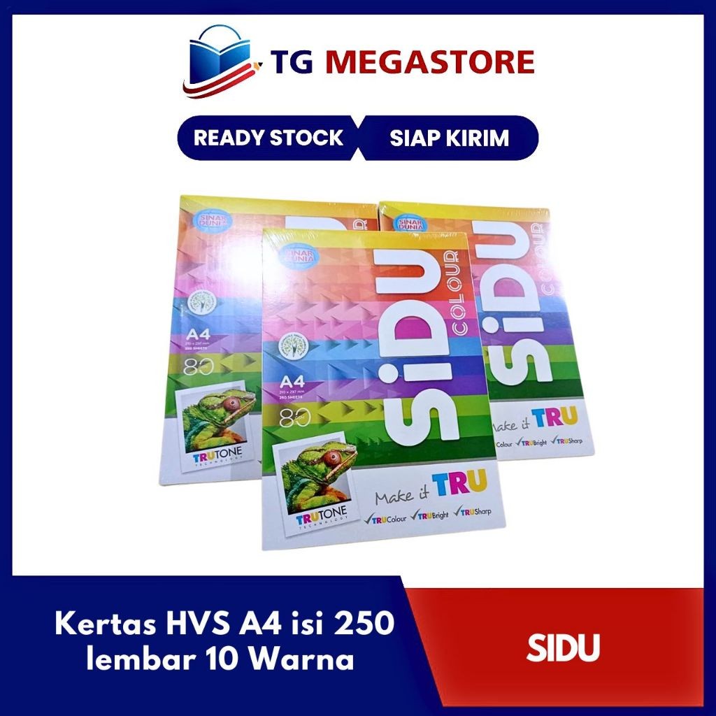 

Kertas HVS Warna SIDU A4 isi 250 lembar 10 Warna 80 Gsm