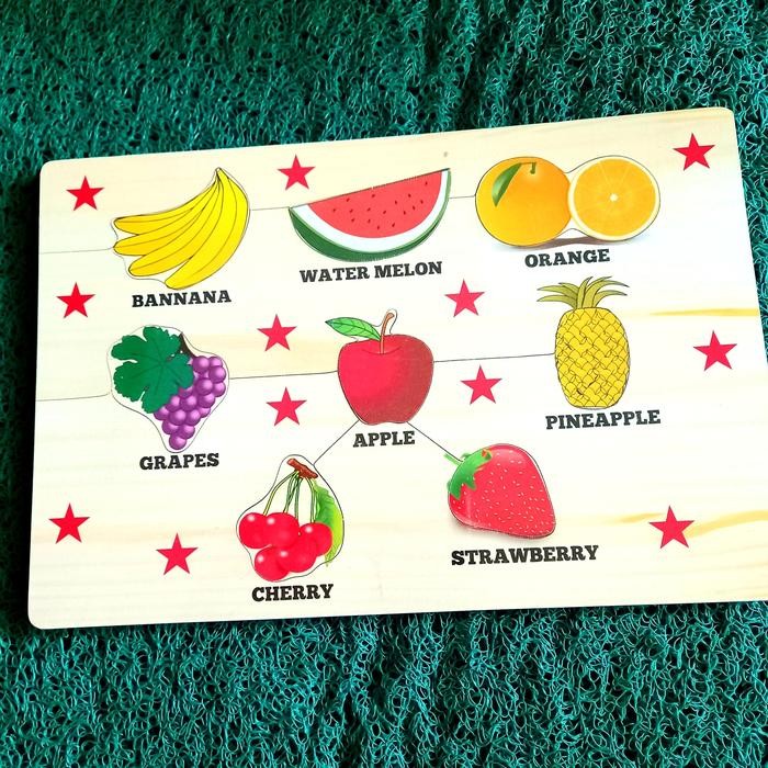 MAINAN EDUKASI ANAK PUZZEL KAYU BUAH APE PAUD TK EDUKATIF