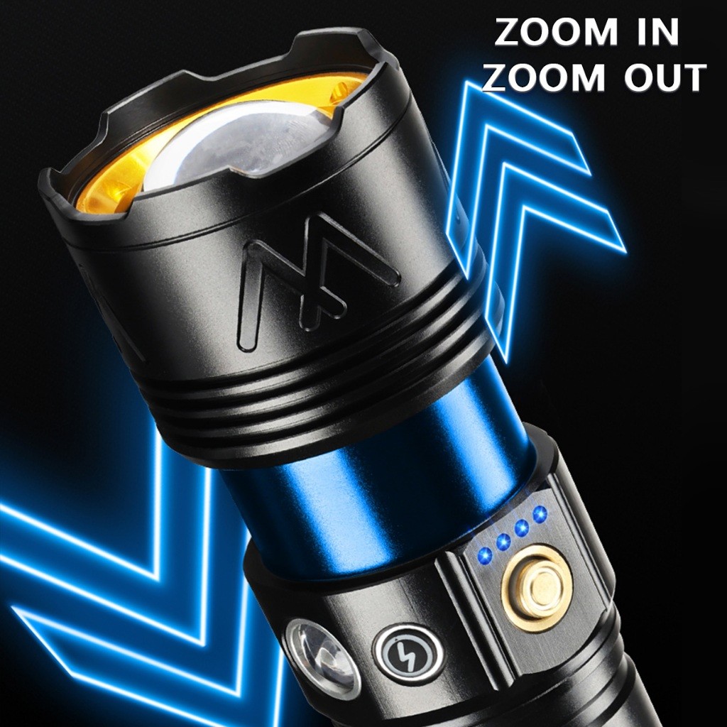 H2S Senter Zoom In Out B55 2200lumens Flashlight Side Lamp HS-B55