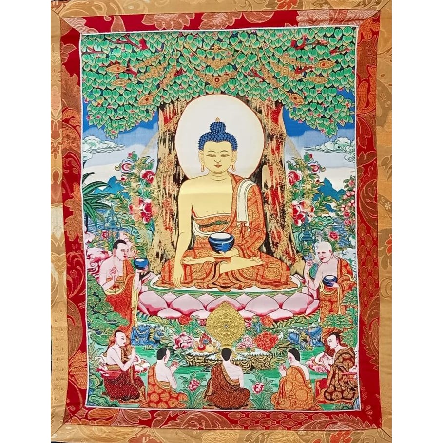 Terlaris 14. Lukisan Tibet / Thangka Bordir Buddha Sakyamuni