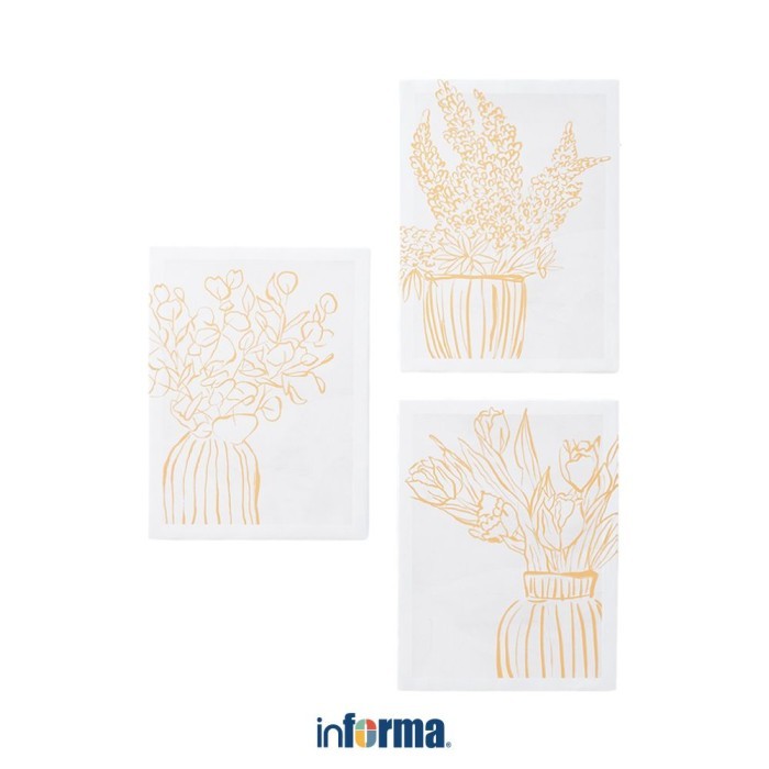 Terlaris Informa 30X40 cm Set 3 Pcs Hiasan Dinding Kanvas Print Flower X22 Wall Art Decoration