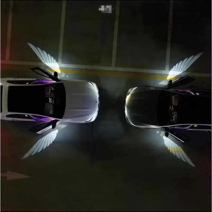 Led Light 2Pcs Car Angel Wings Welcome Light Rearview Mirror Welcome Light Angel Wings Carpet