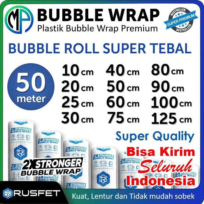 

Pesta- Plastik Bubble Wrap Roll 50m Bening Super Tebal Bubblewrap Rusfet