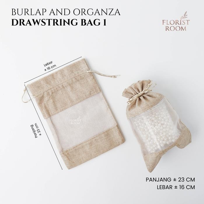 

Pesta- Burlap and Organza Drawstring Bag - Kantong Goni - Toples