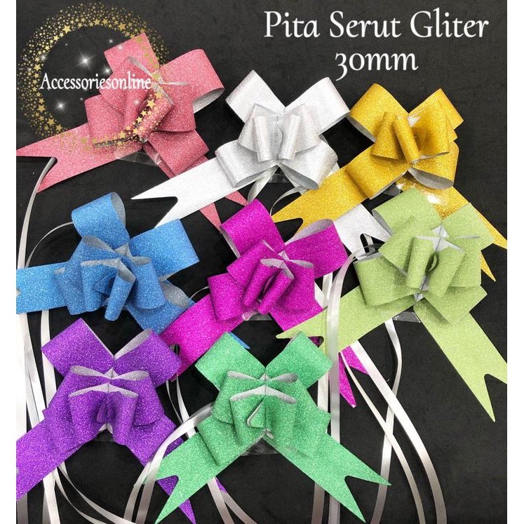 

Pesta- Pita Tarik Gliter / Pita Serut Gliter 30mm - (1pack Isi 10pcs)