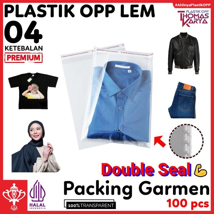 

gema.gemilang Plastik OPP LEM TEBAL 30.1x40 cm DOUBLE SEAL packing Baju Garment