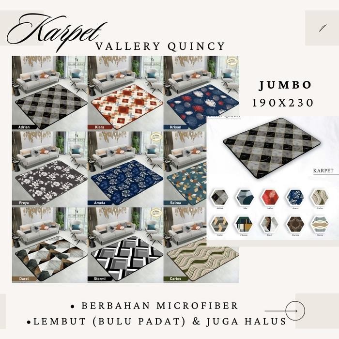 Vallery Quincy - Karpet Selimut / Karmut Jumbo (190X230) Karpet Malaysia Terlaris Pilihan