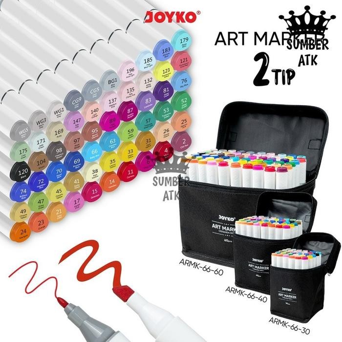 

ART MARKER SPIDOL PENANDA SENI BERWARNA JOYKO ARMK-66-30 ARMK-66-40 ARMK-66-60 30 , 40 & 60 COLORS