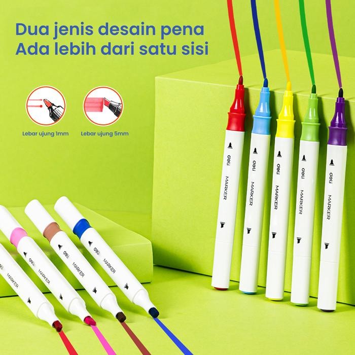 

DELI SPIDOL SKETSA SKETCH MARKER 12 64 WARNA DUAL TIP NON TOXIC HM102