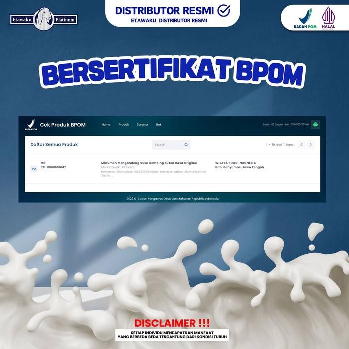 

BARANG TERLARIS Susu Etawaku Original 1 Box 200 gram BPOM HALAL DISTRIBUTOR RESMI [Bisa COD] Bubuk