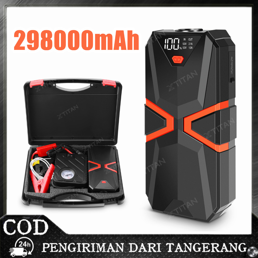 XTITAN 298000mAh Jumper Aki Mobil Kabel Jumper Booster Jamper Starter Aki Dan Pompa Charger Baterai