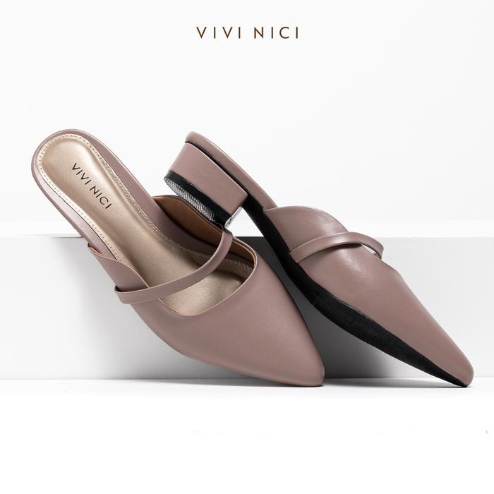 Vivi Nici - Lillie Sendal Selop Mules Wanita Hak 3 Cm Shoes Sandal Wanita Heels Wanita
