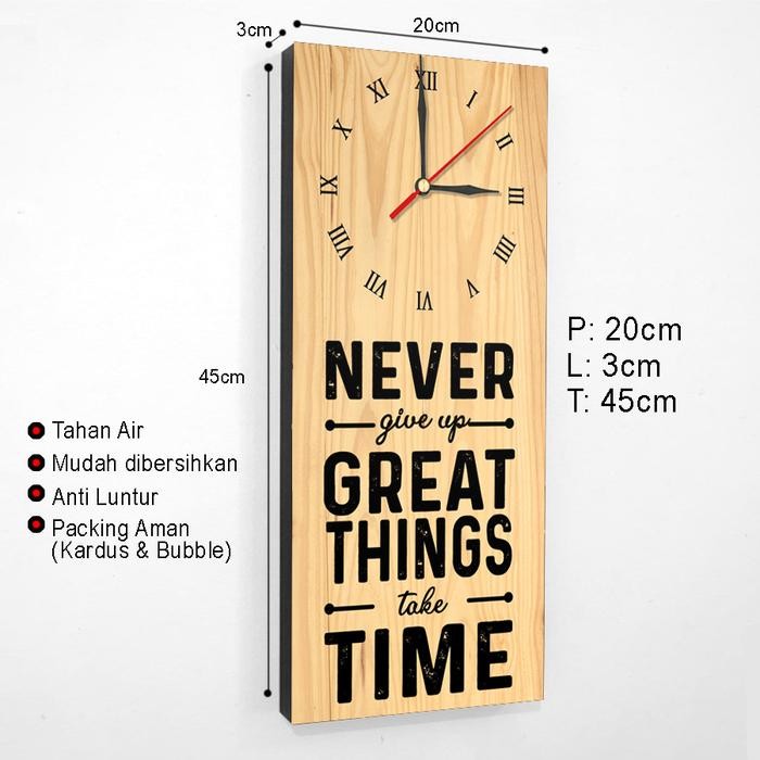 Jam Dinding Kayu Quotes Motivasi Hiasan Dekorasi Dinding Kafe Kopi