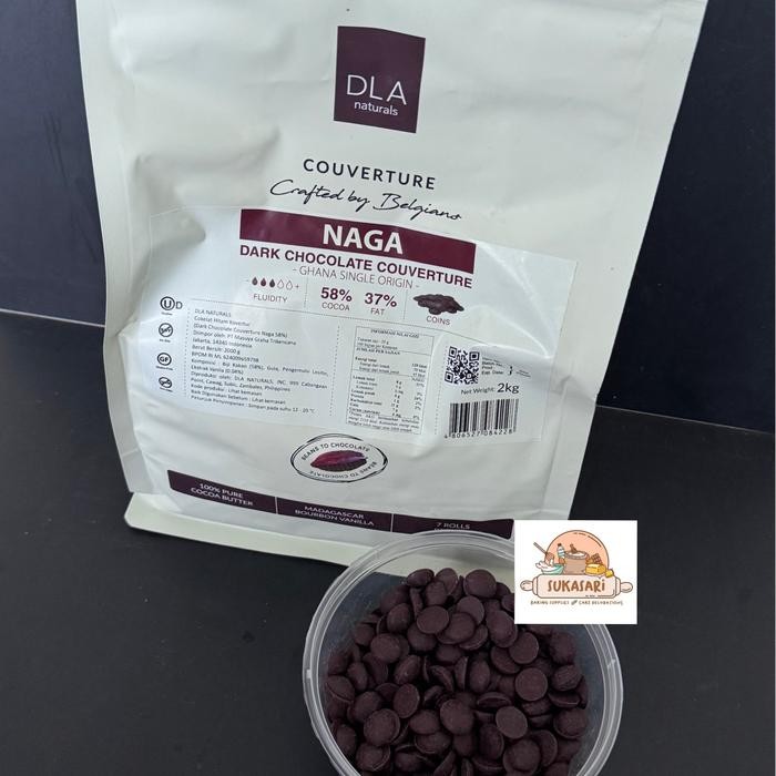

DLA Naturals NAGA 58% 200Gr Chocolate Coklat Coin Dark Couverture Cokelat Koin