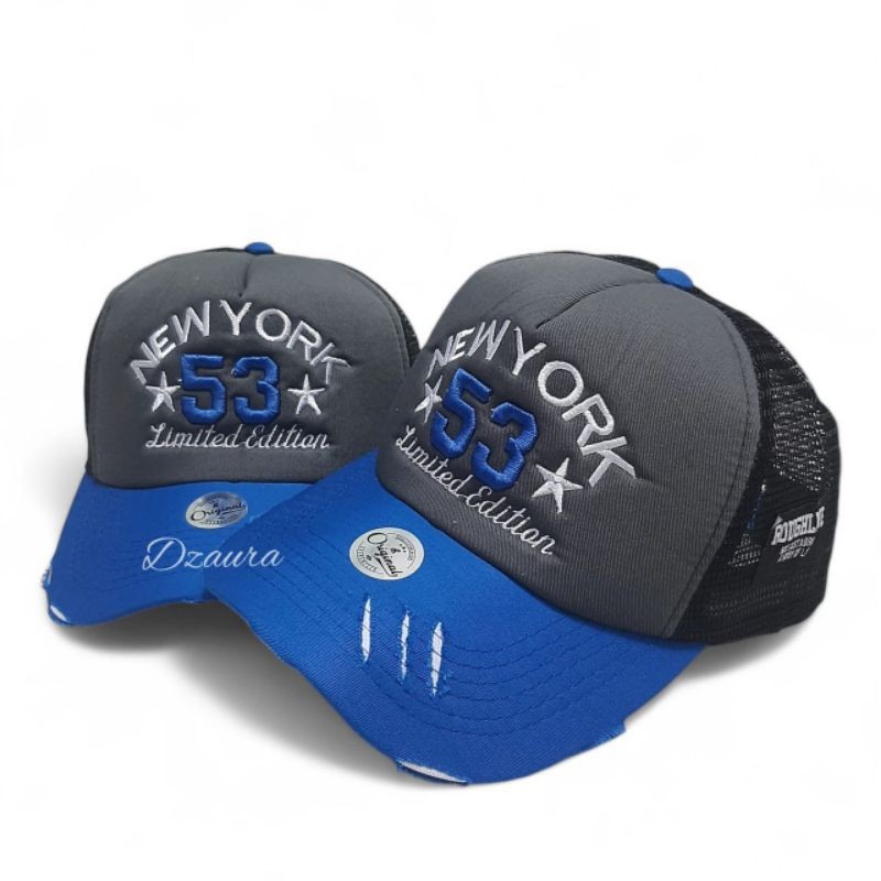 Glamourgemss Topi Baseball Distro Pria Jaring Truker Bordir Tebal Sobek Terkeren Bisa Bayar Di