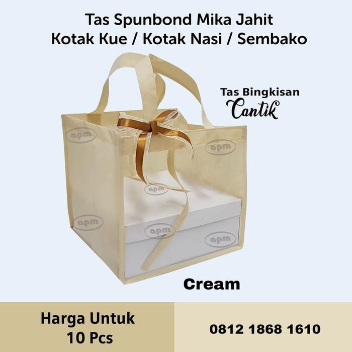 Tas Spunbond Mika Jahit Kotak Kue / Kotak Nasi / Sembako