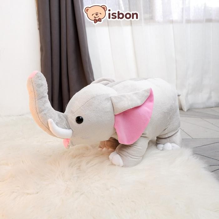 Terbaru Boneka Gajah Belalai Panjang Dan Mainan Anak Hewan Abu-Abu Elephant Grey-Istana Boneka