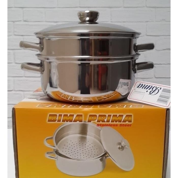 Panci BIMA Stainless steel POT & Steamer 24 Cm 24cm / kukusan 2 susun