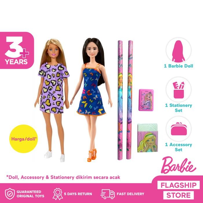 Terbaru Barbie Doll & Stationary Set (Random) - Mainan Boneka Anak Perempuan