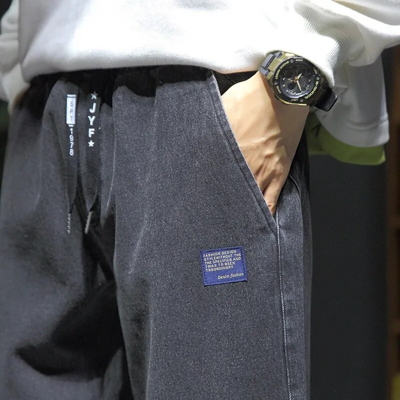 New Style Spring Summer Black Blue Cargo Jeans Men Streetwear Denim Jogger Pants Male Baggy Harem