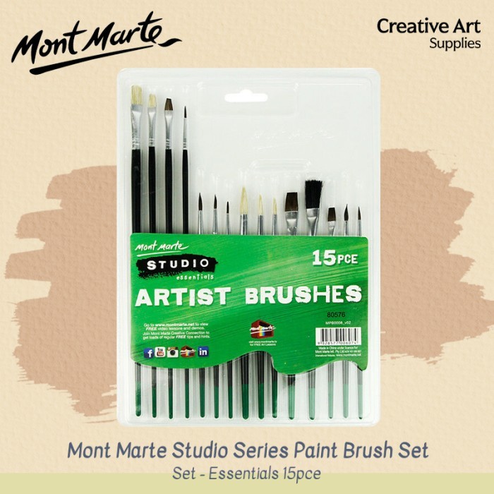 

Mont Marte Studio Series Paint Brush Set - Essentials 15Pce