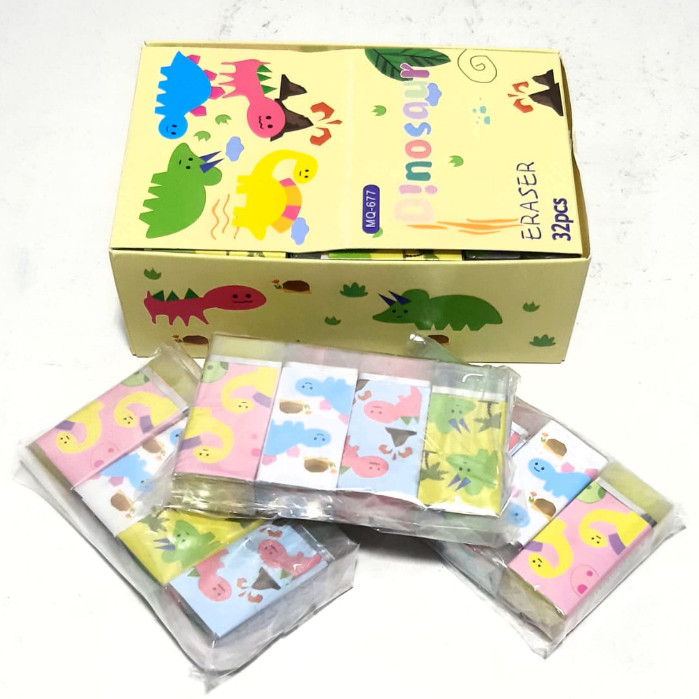 

Harga Grosir ( 1kotak/32pcs ) Penghapus Eraser Besar Karakter DINOSAURUS