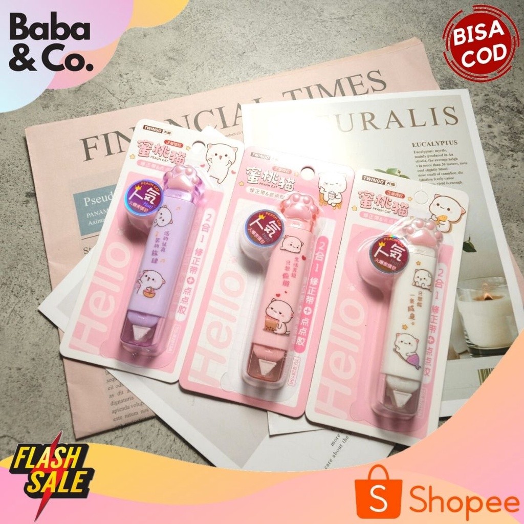 

Correction Tape CaKar KuCing TwingGo 2 In 1 Set And Glue Tape TG-B2813A Tip-Ex 2 In 1 TwingGo