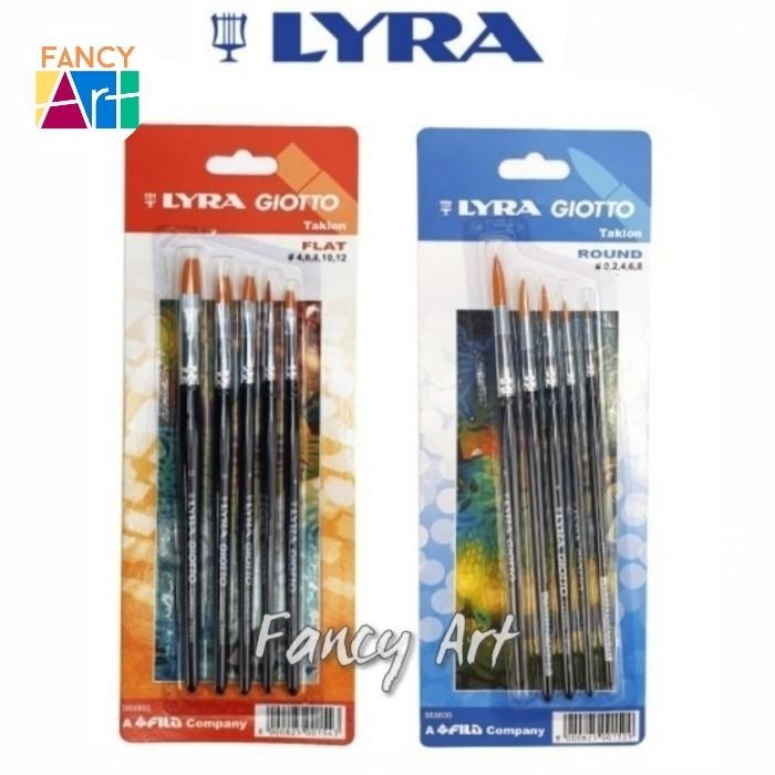 

Lyra Giotto Synthetic Taklon Brush Set - Flat & Round - Kuas Lukis