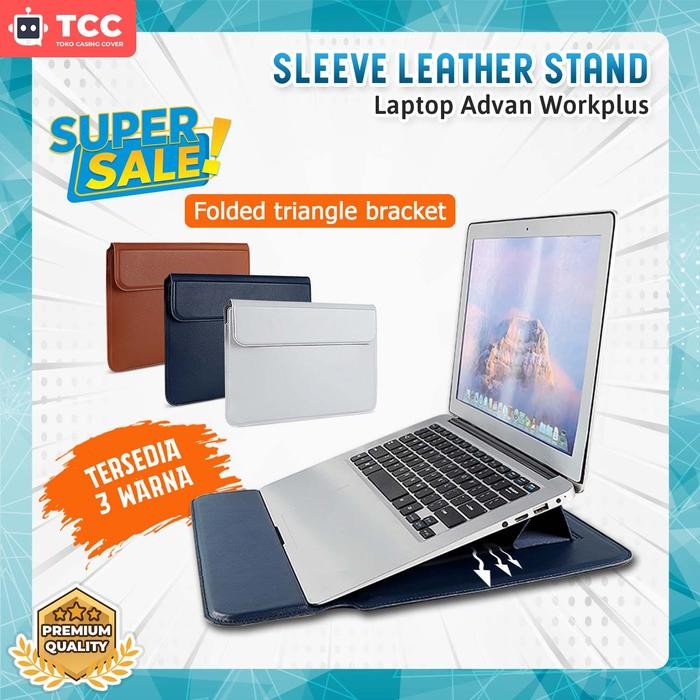 Stok Baru Advan Workplus Sleeve Bag Laptop Stand Case Pouch Leather Waterproof