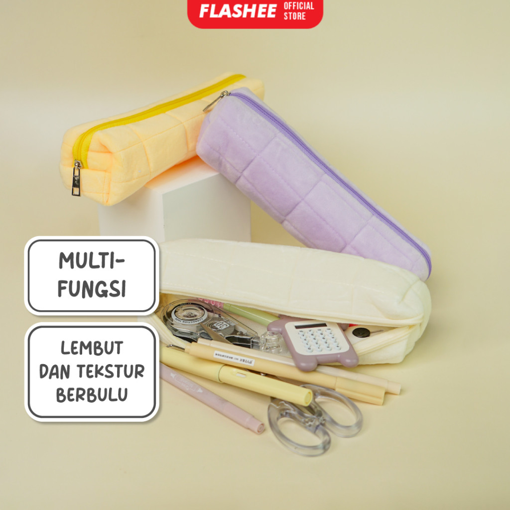 

Flashee Tempat Pensil Bulu Lucu Aesthetic Korea Cloudy Pencil Bag Small Kotak Pensil Lucu Muji Style