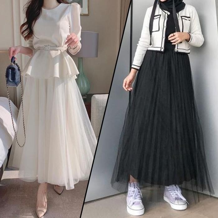 Rok Tutu Wanita Panjang 3 Layer Rok Panjang Wanita Rok Pesta By Youniq Karet Tebal Bawahan Maxi
