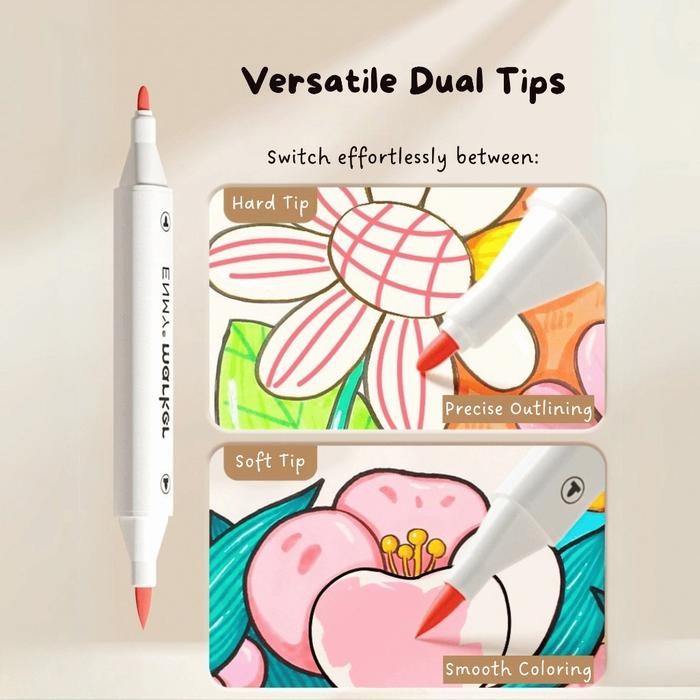 

Enmy Acrylic Paint Marker Set With Dual Tip 12/24/36/48/60/80 Warna Set Marker