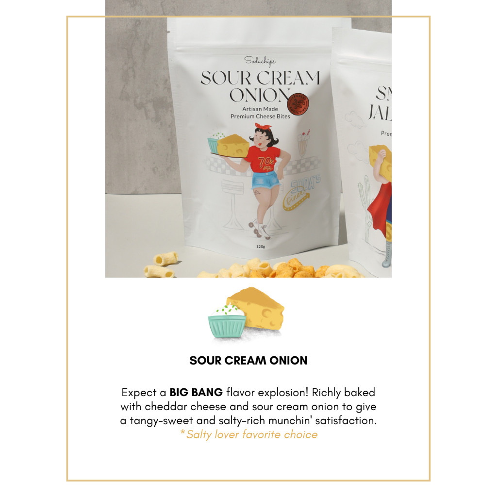 

Sour Cream Onion Cheese Bites 65g - healthy snack by Sodachips (no MSG)